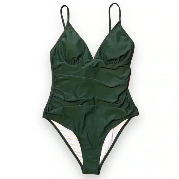 Cupshe Medium Army Green One-Piece Adjustable Strap Ruched Bathing Suit - Picture 6 of 6